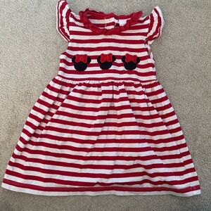Stitchy Fish Minnie Red and White Striped Kids Dress 2T